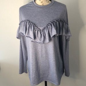 Women’s Long sleeve Ruffle Top size Large (EUC)